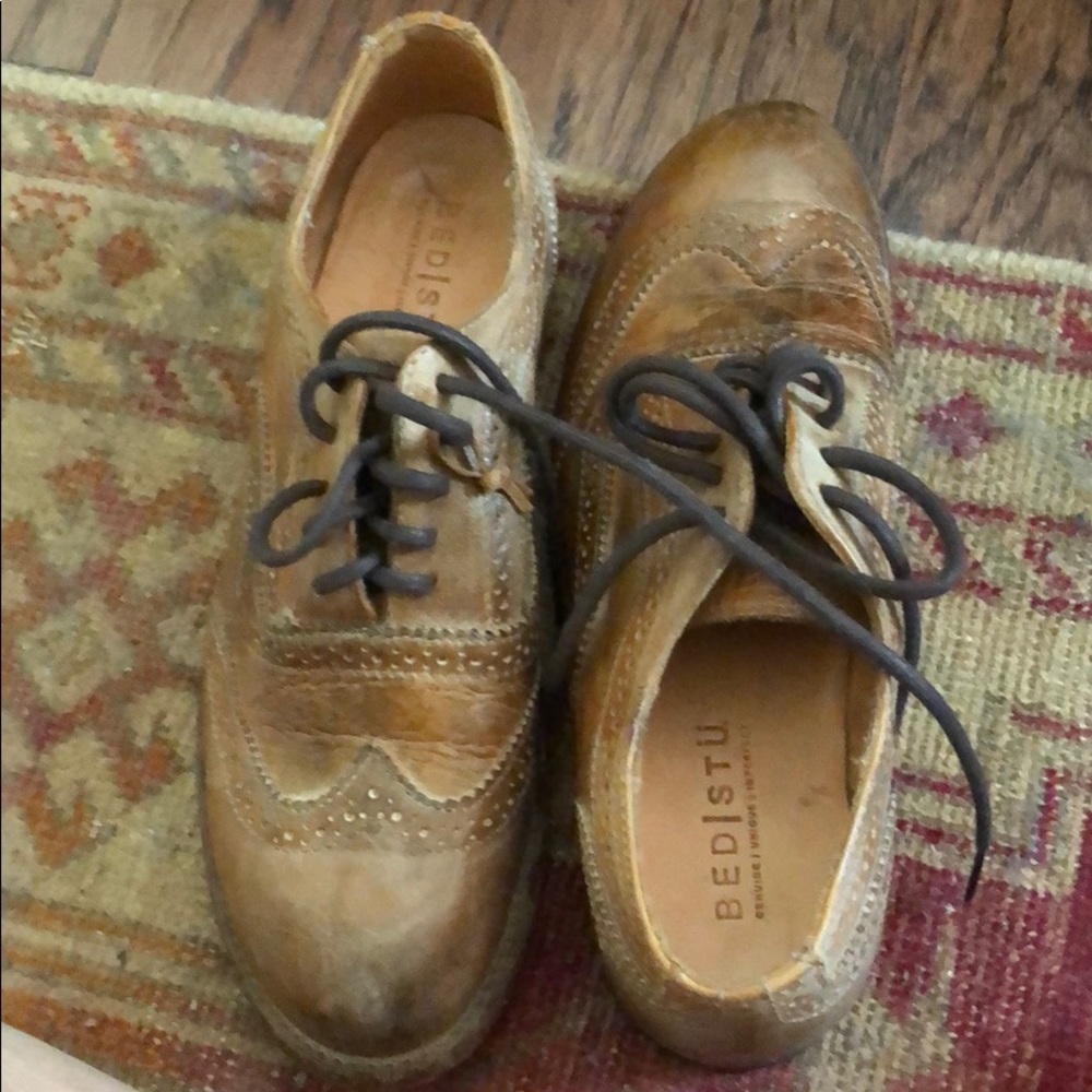 Bed Stu cobbler distressed wingtips tan Euc 8.5